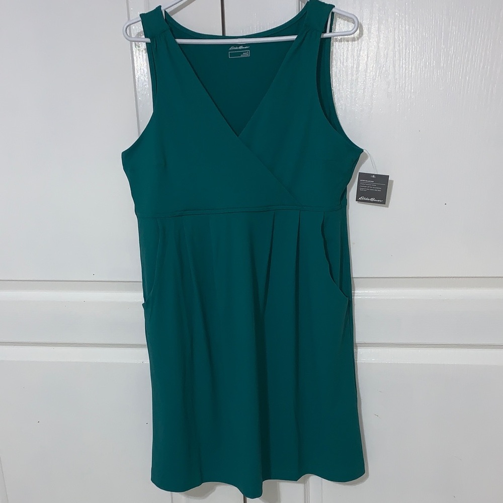 Eddie Bauer Teal V-Neck Sleeveless Mini Dress. New with tag
